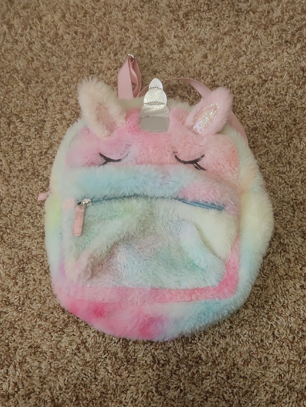Source Unknown Pastel Rainbow Plush Unicorn Kids Backpack - Pink & Multicolor